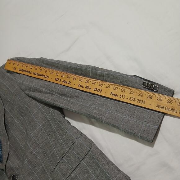 NWOT Joseph Abboud 48L Linen & Wool Grey Window Pane Lined Blazer tailored fit - Picture 13 of 14
